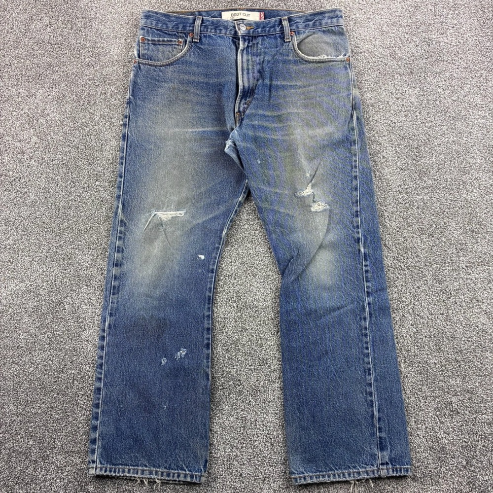 Vintage Y2K Levi's 517 Jeans Mens 36x30 Blue Denim Bootcut Faded Dark Wash